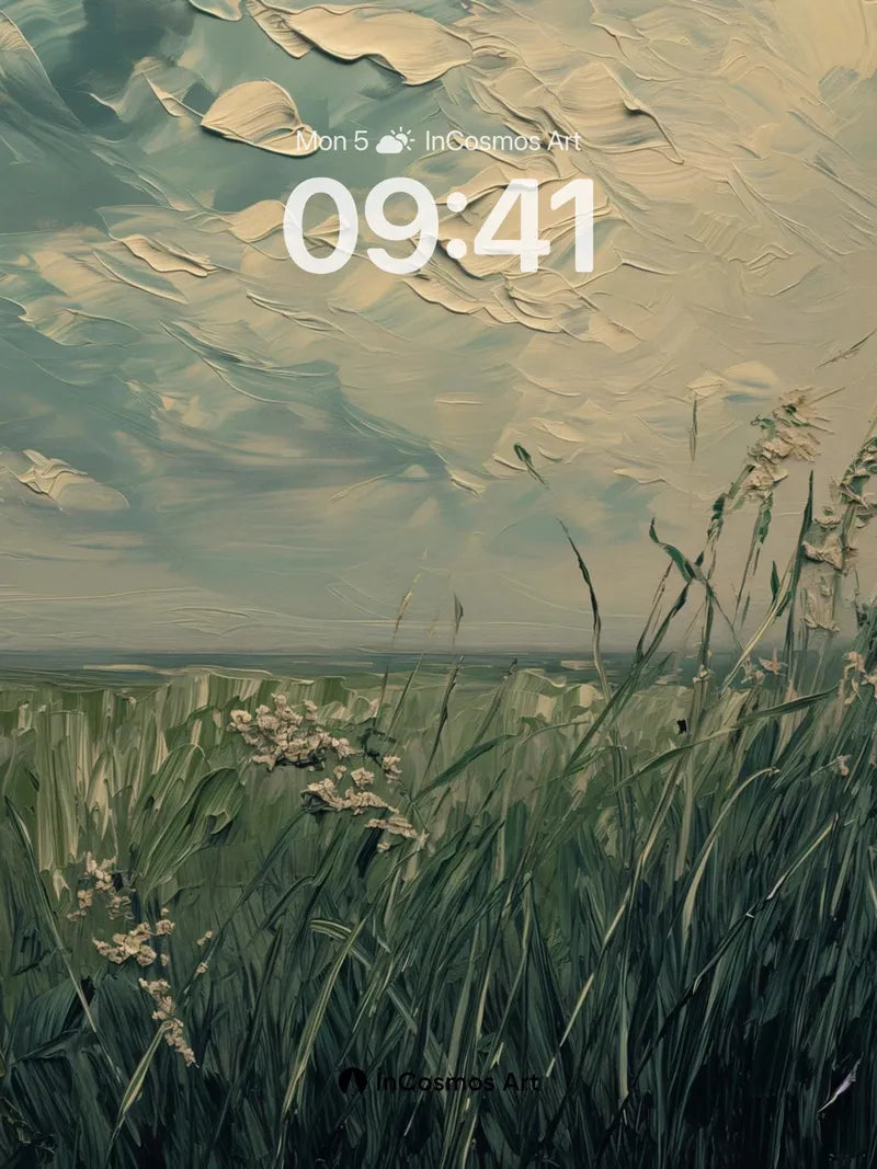 Whispering Meadow Wallpaper with Cloud-Brushed Sky