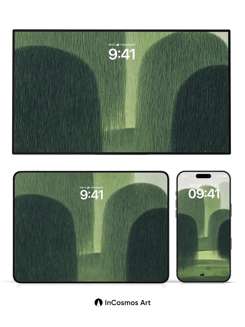 Whispering Canopy Wallpaper with Solitary Cat