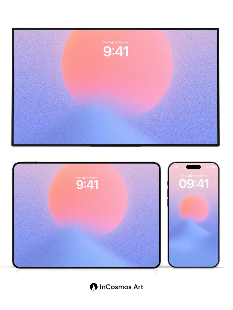 Serene Horizon Wallpaper with Floating Sun