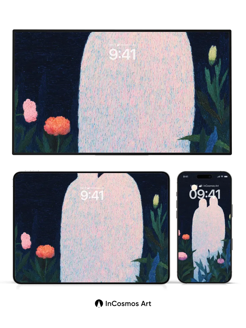 Luminous Embrace Wallpaper with Moonlit Threads