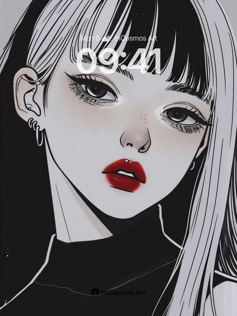 Silent Gaze Wallpaper with Crimson Lips