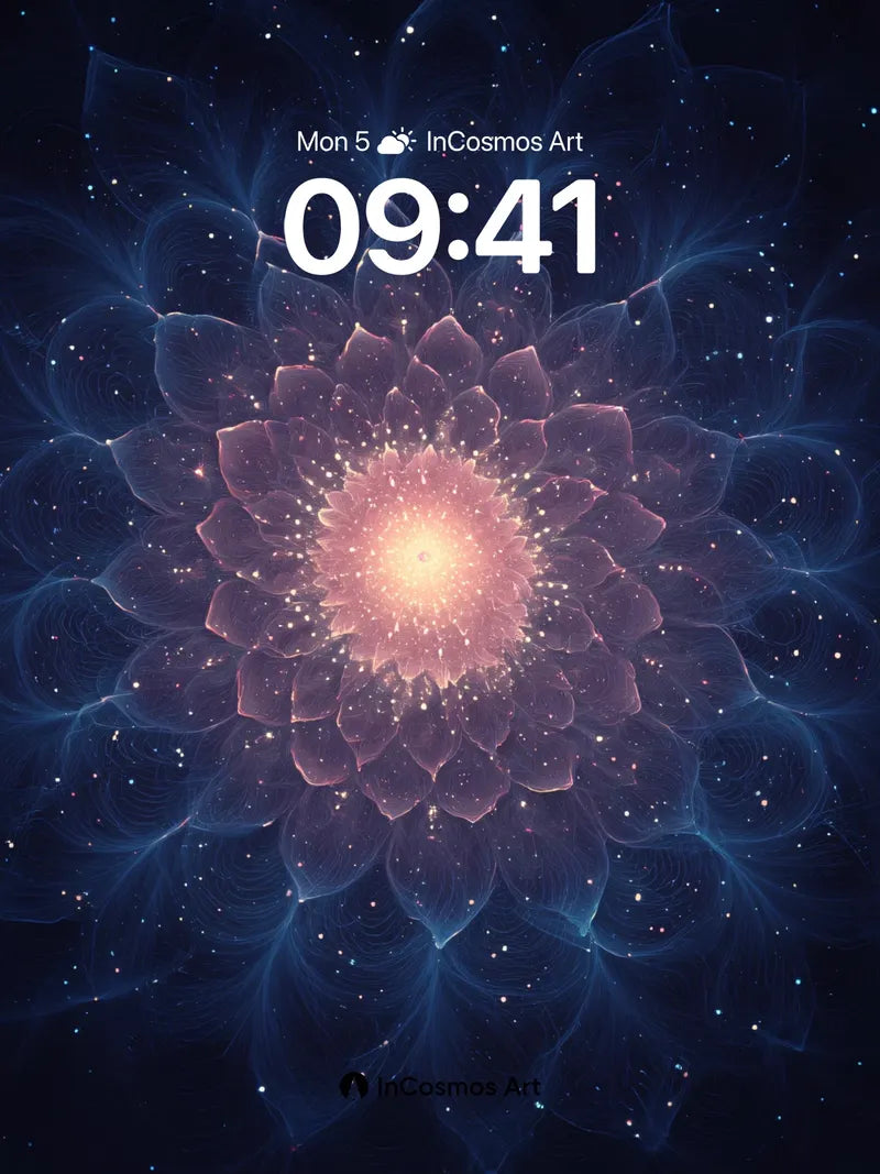 Cosmic Lotus Wallpaper with Starlight Veins