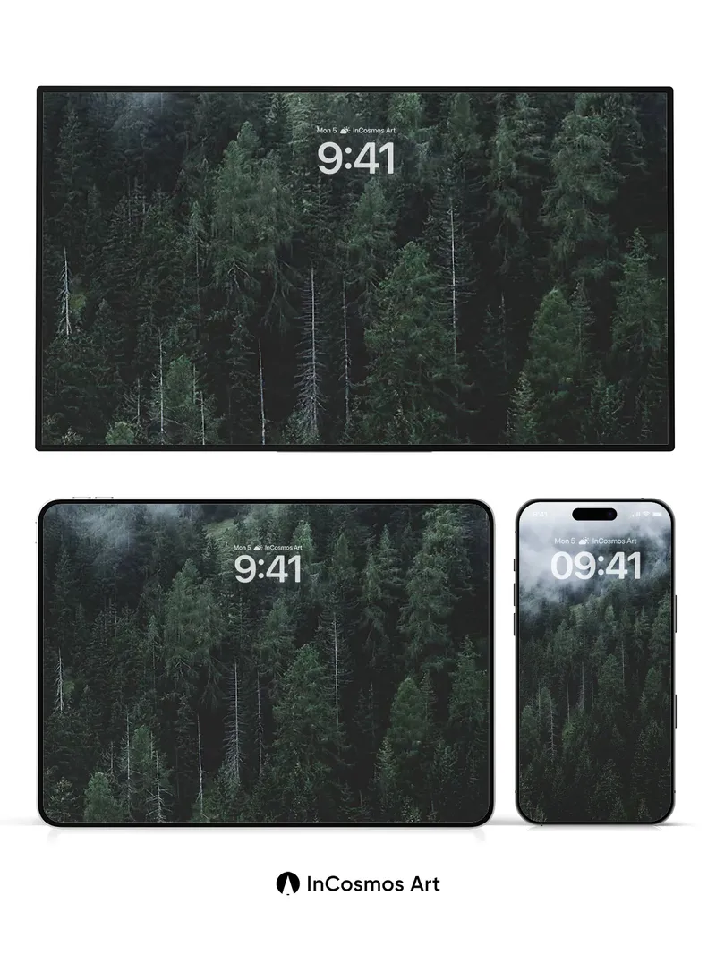 Whispering Pines Wallpaper with Cloud Veil