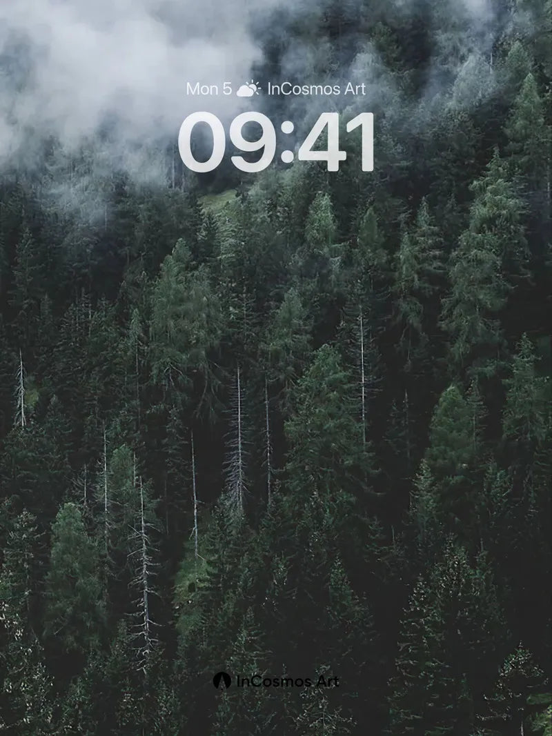 Whispering Pines Wallpaper with Cloud Veil