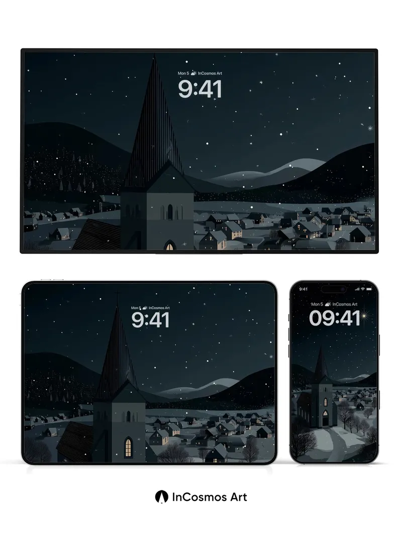 Silent Starlight Wallpaper with Church Spire