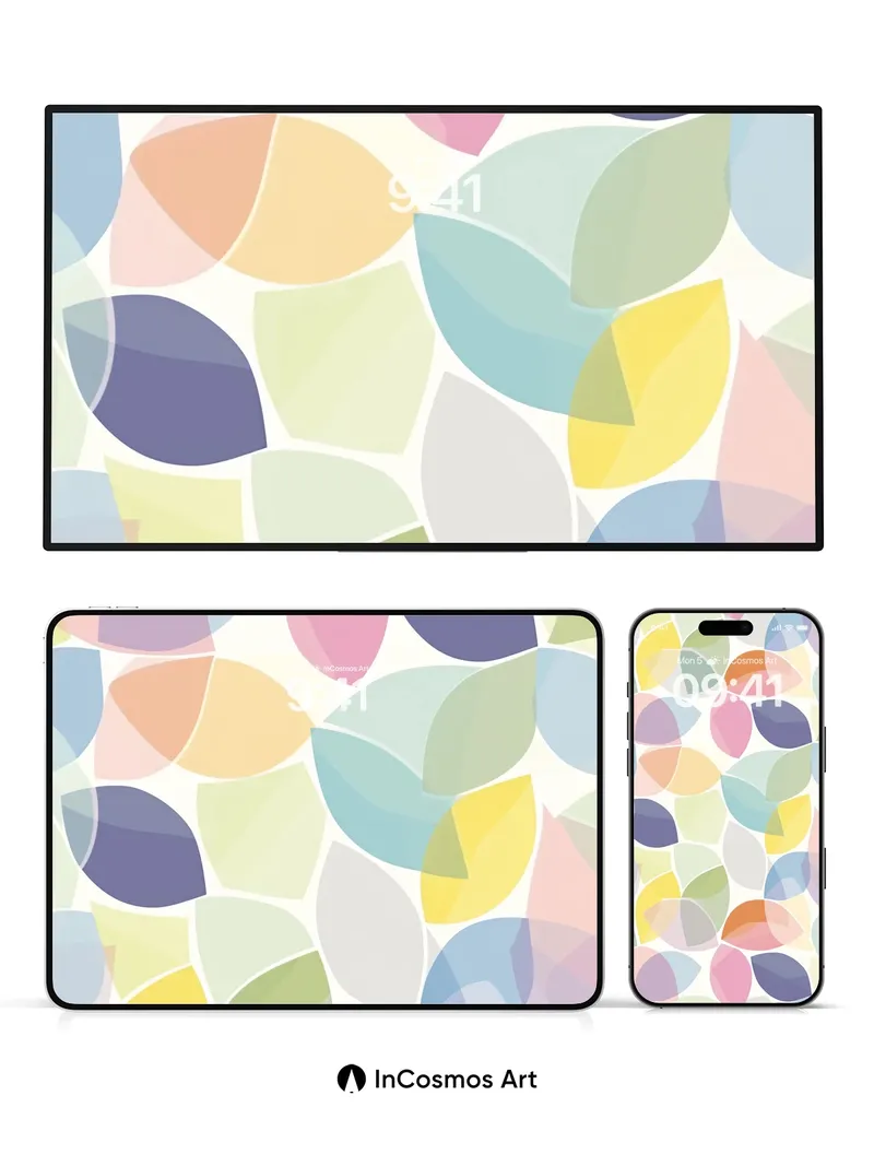 Soft Hues Leaf Pattern Wallpaper with Gentle Overlaps