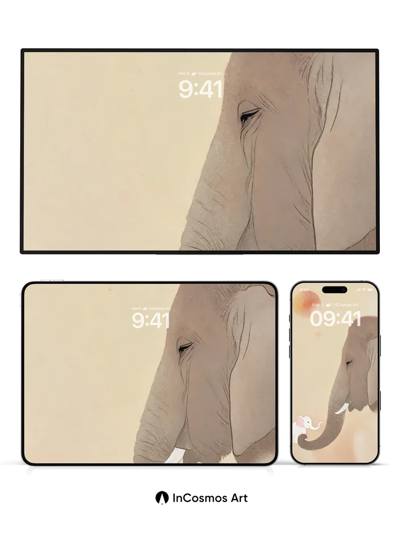 Serenity Elephant Wallpaper with Gentle Trunk Embrace