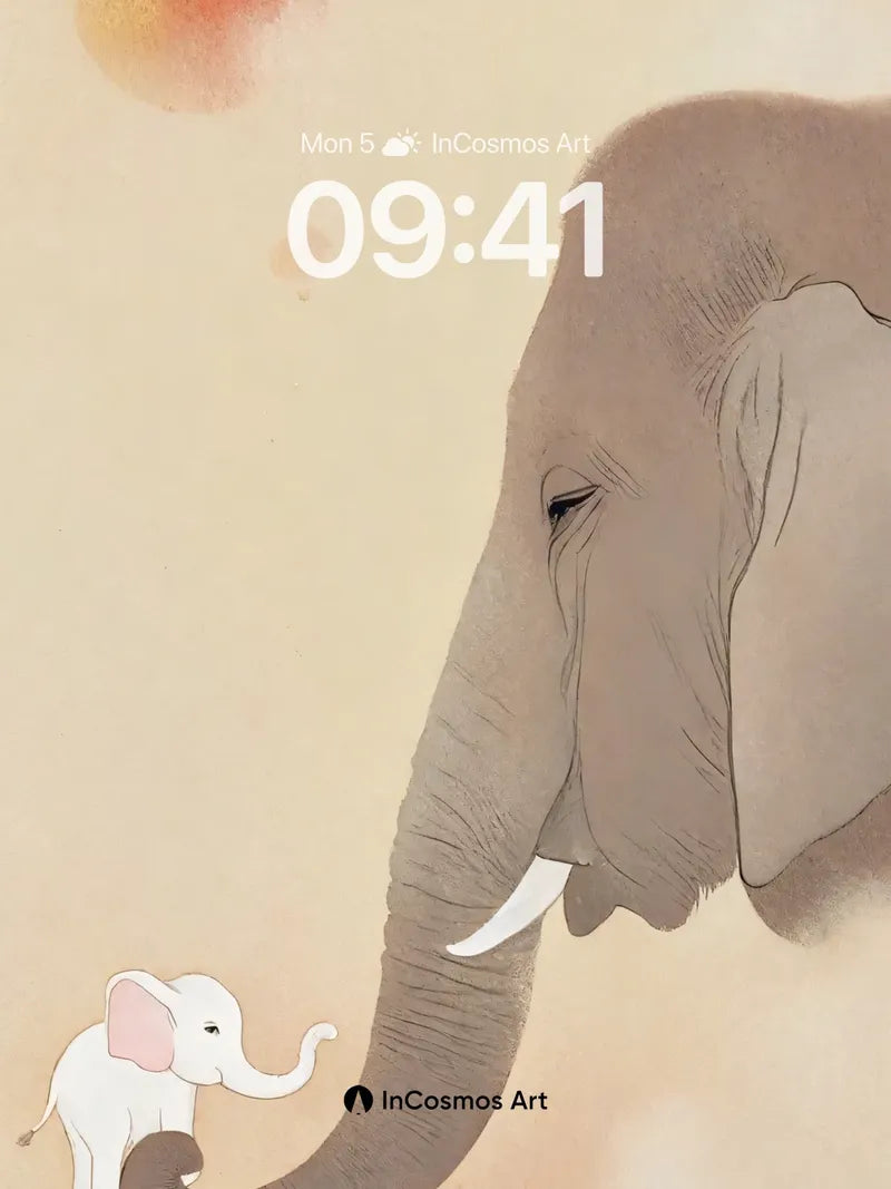 Serenity Elephant Wallpaper with Gentle Trunk Embrace