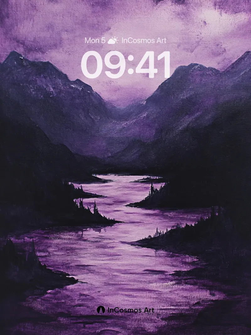 Mystic Riverflow Wallpaper in Violet Hush