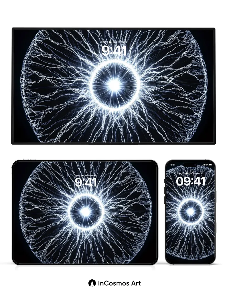 Luminous Web Wallpaper with Electric Pulse