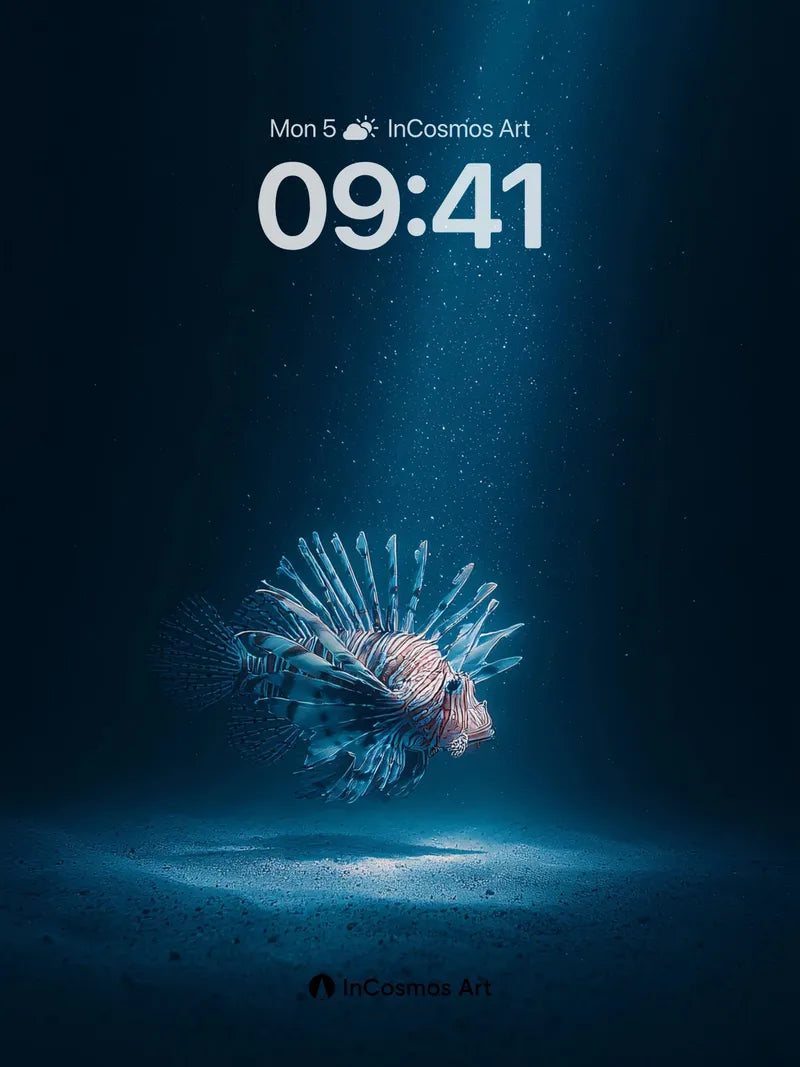 Deep Blue Lionfish Wallpaper with Rayed Silence