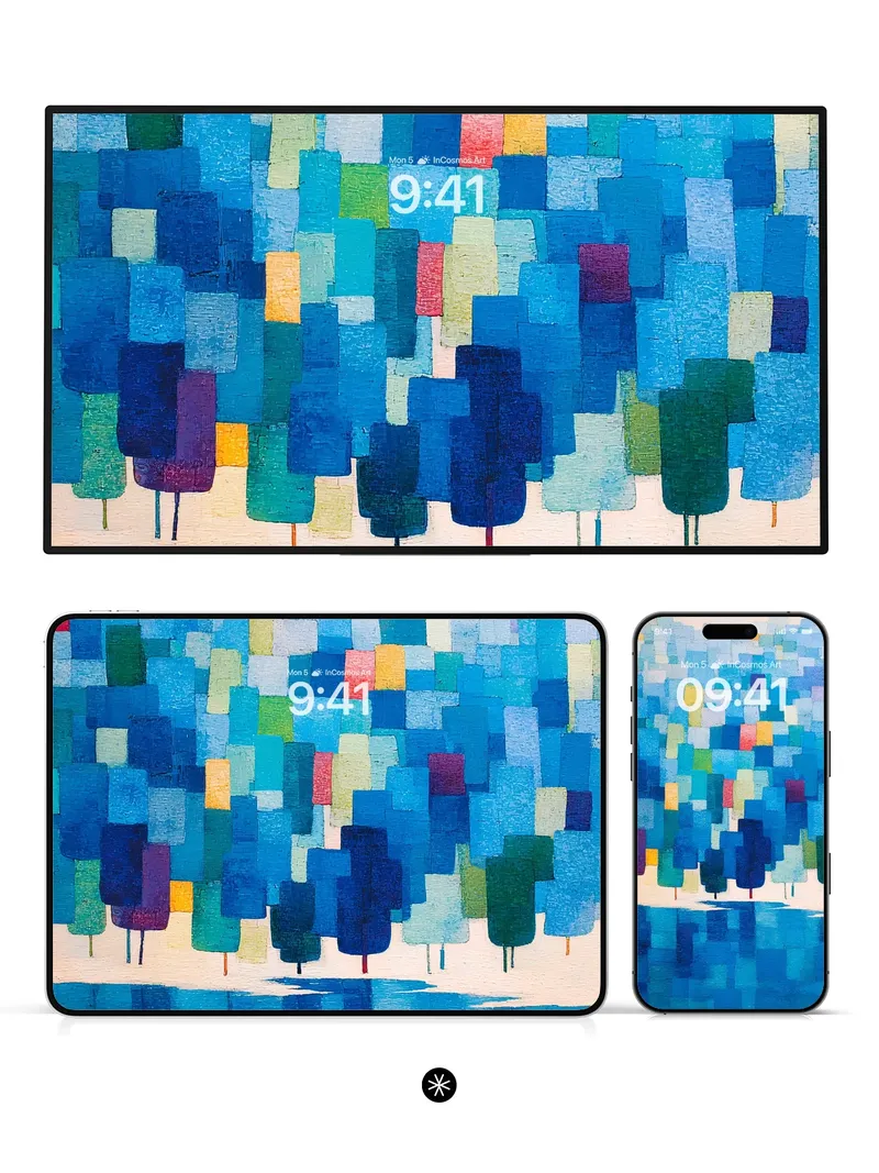 Abstract Blue Forest Wallpaper 4K for iPhone Lock Screen