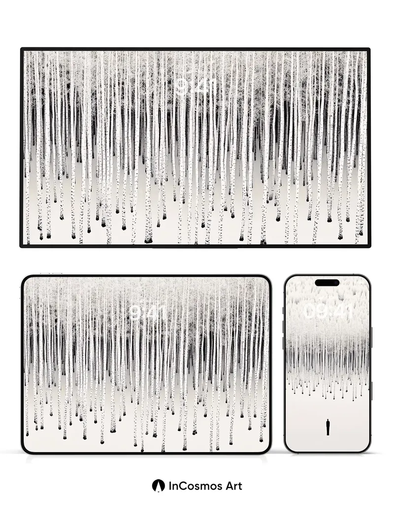 Solitary Silence Wallpaper with Birch Forest Echo