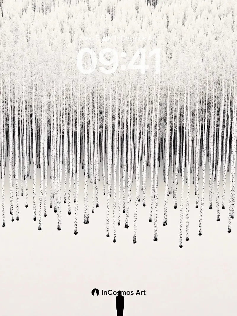 Solitary Silence Wallpaper with Birch Forest Echo