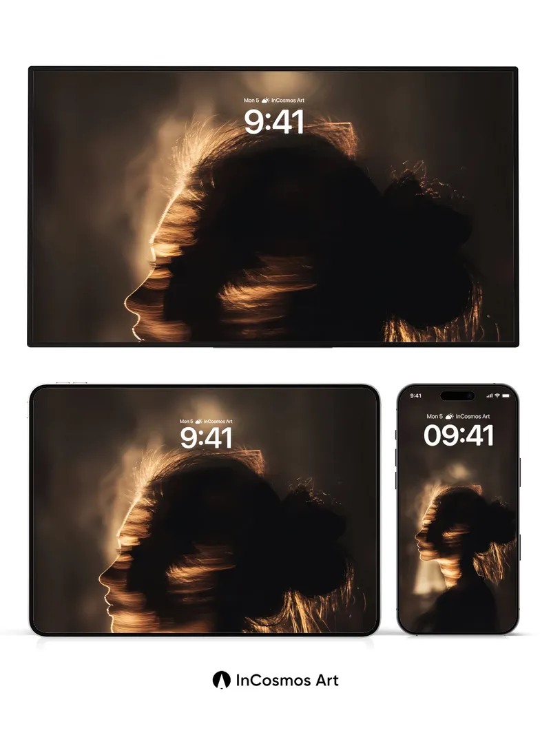 Silhouette Mirage Wallpaper with Golden Light Veils