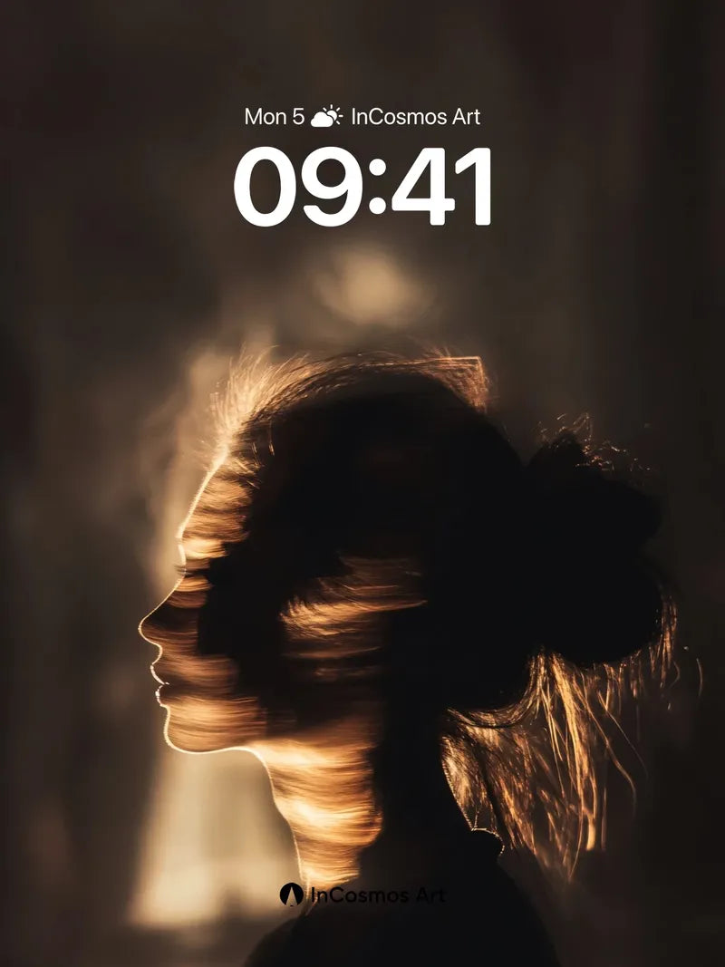 Silhouette Mirage Wallpaper with Golden Light Veils