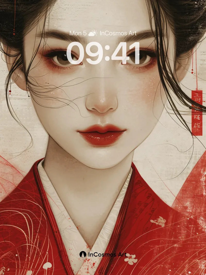 Silken Reverie Wallpaper with Crimson Ink Traces wallpaper for iPhone, iPad & Mac