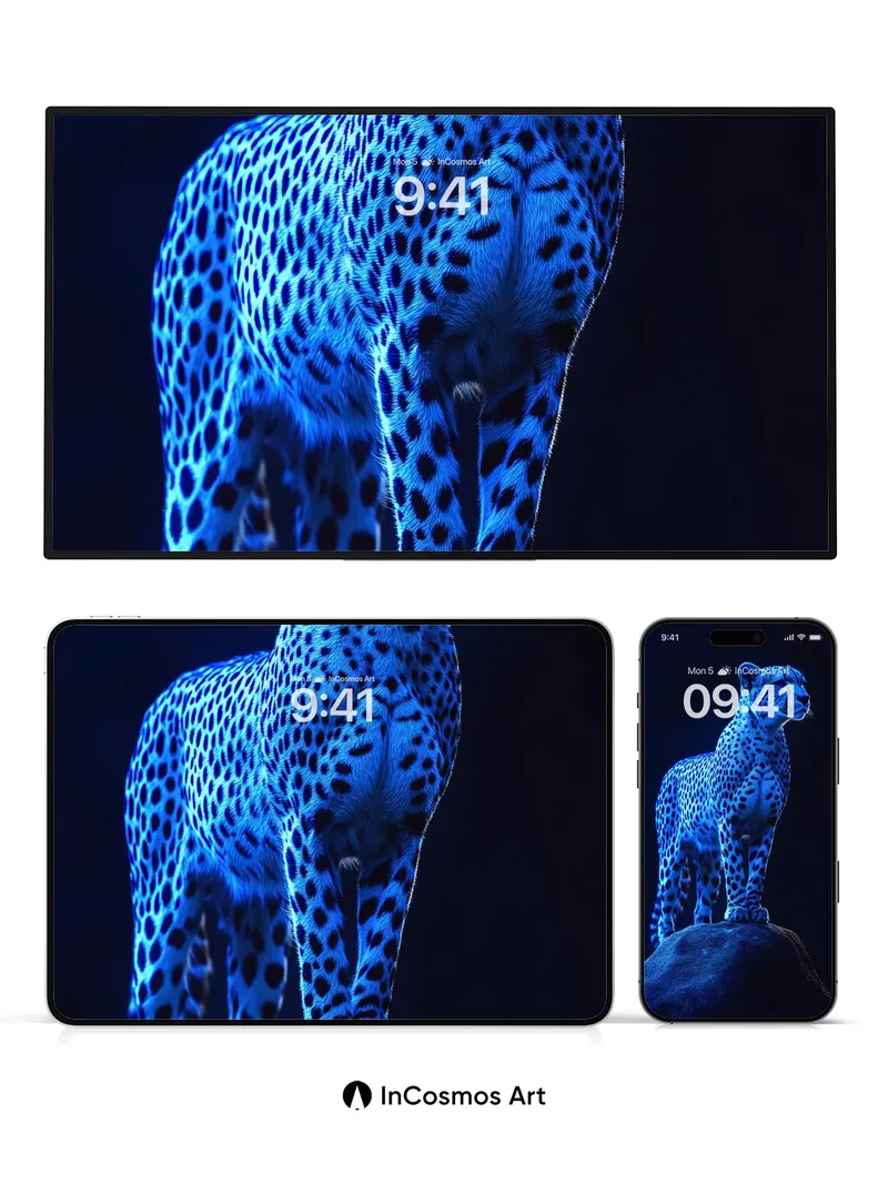 Cobalt Sentinel Wallpaper with Electric Fur