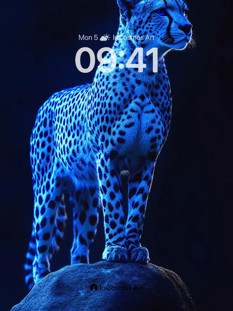 Cobalt Sentinel Wallpaper with Electric Fur