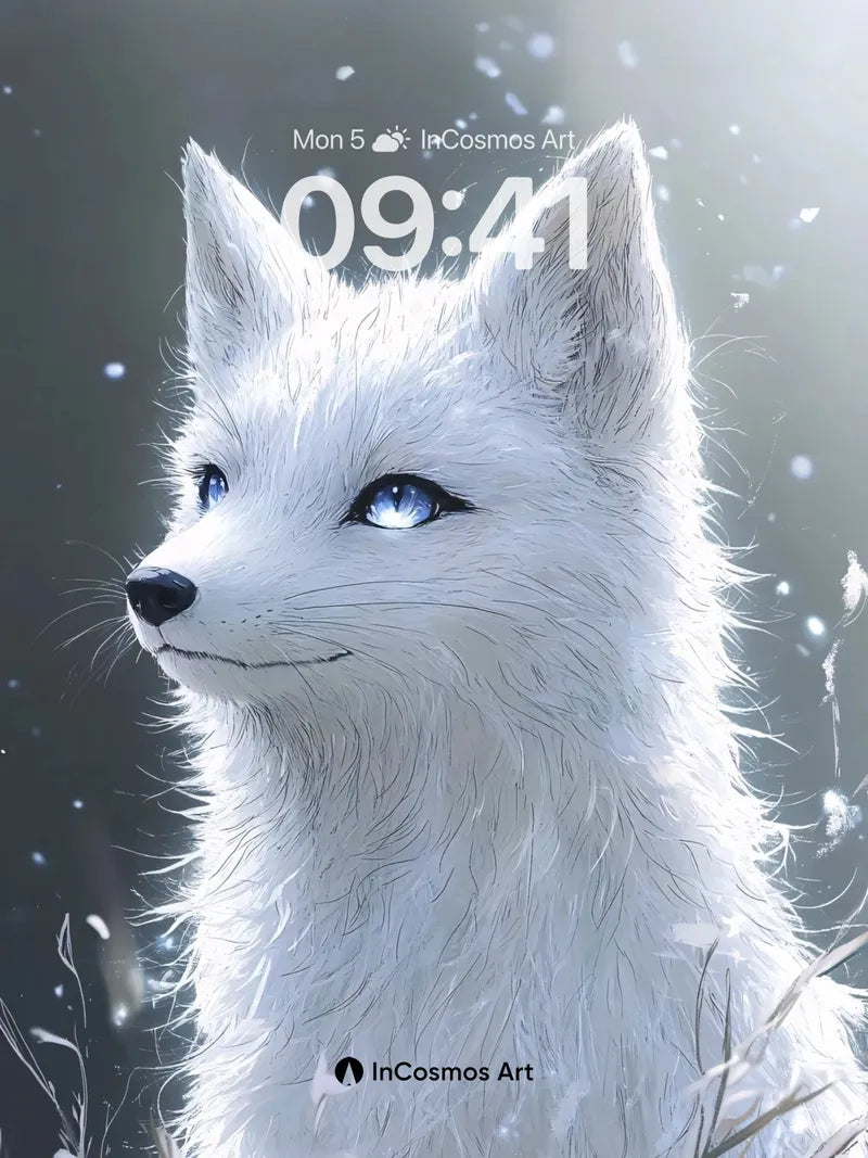Frost-Eyed Serenity Wallpaper with Snowfall Whispers