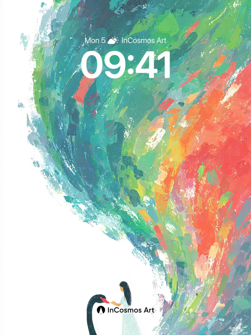 Whispering Wave Wallpaper with Swan's Embrace