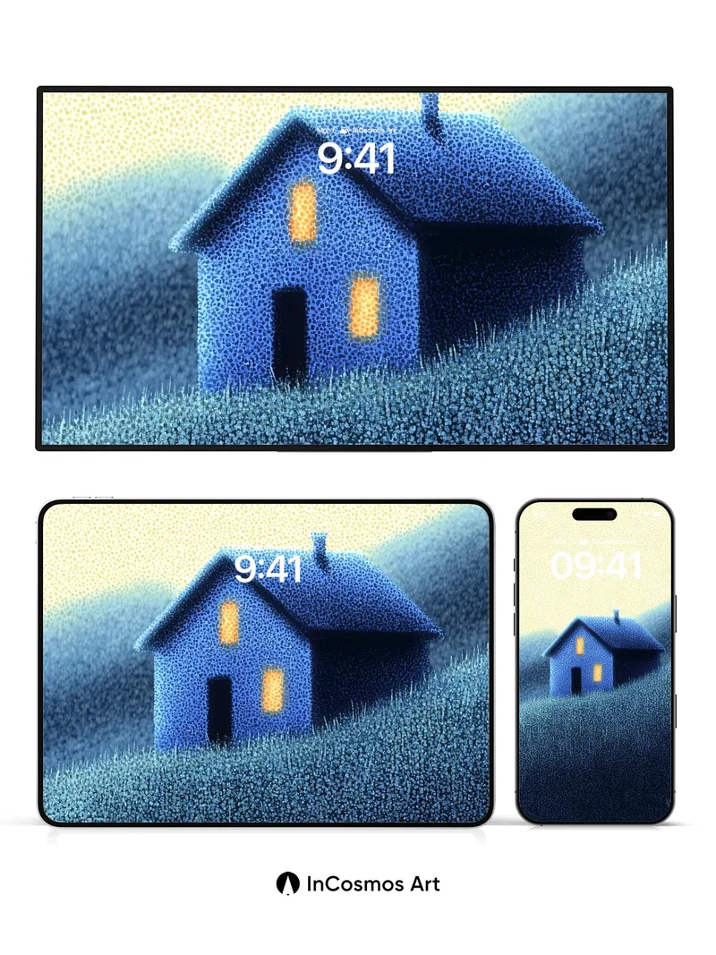 Whispering Hillside Wallpaper with Glowing Windows