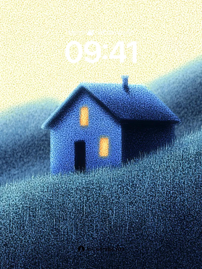 Whispering Hillside Wallpaper with Glowing Windows