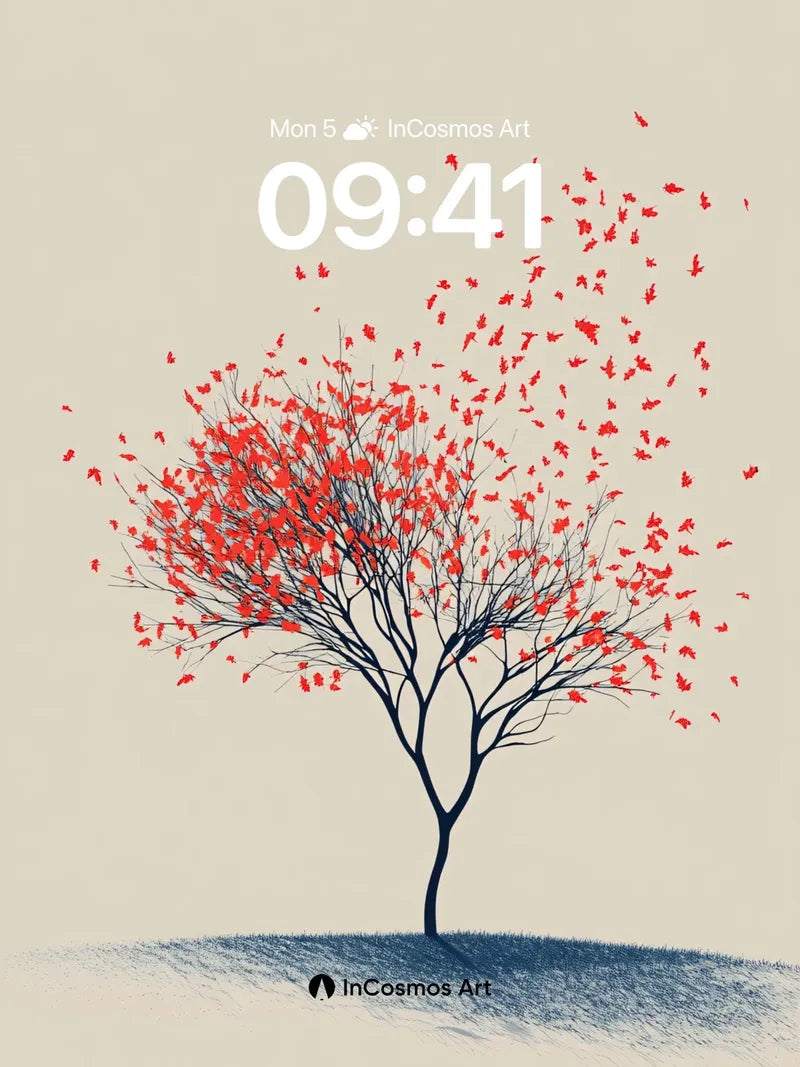 Whispering Autumn Wallpaper with Flying Leaves