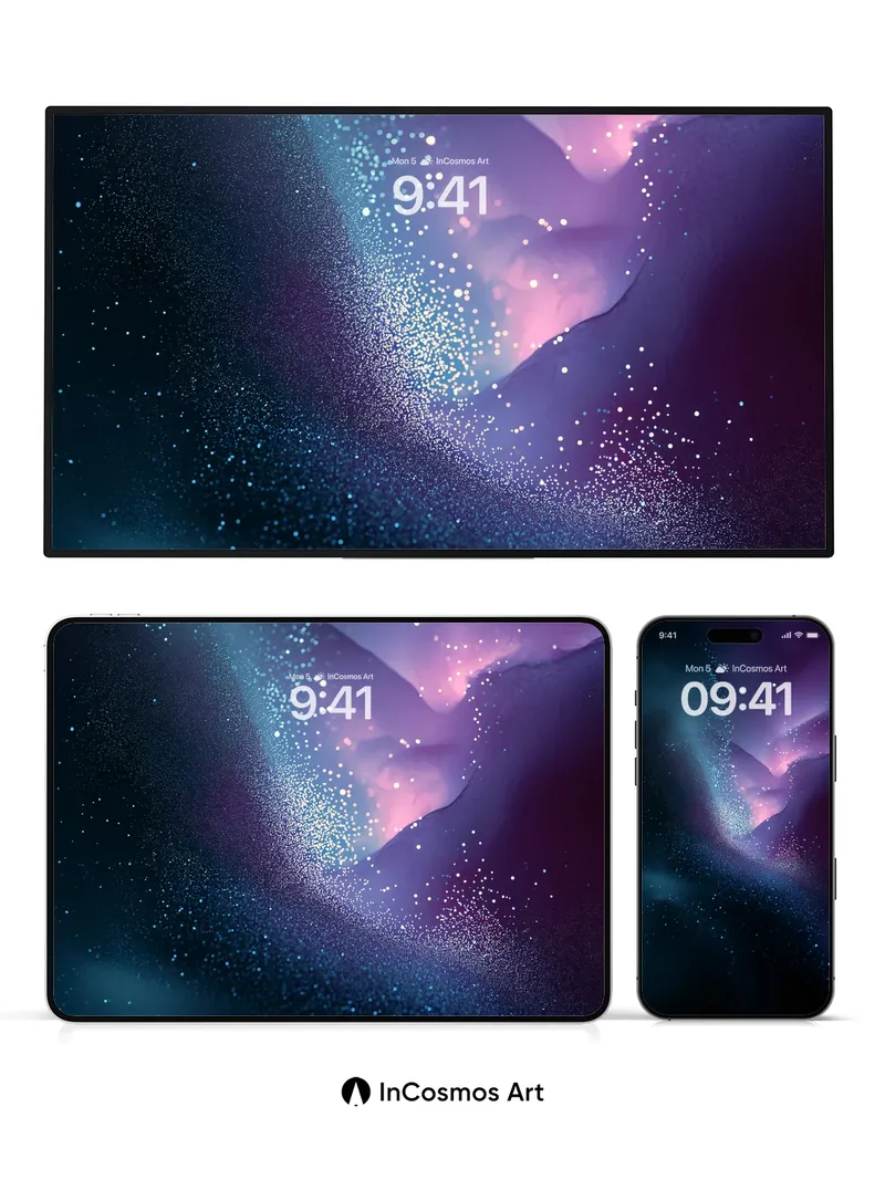 Cosmic Veil Wallpaper with Starlight Trails