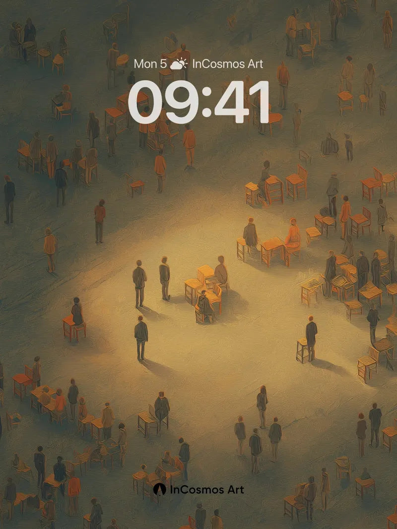 Hushed Gathering Wallpaper with Golden Light Pool wallpaper for iPhone, iPad & Mac