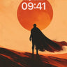 Silhouetted Hero Wallpaper with Crimson Sun wallpaper for iPhone, iPad & Mac
