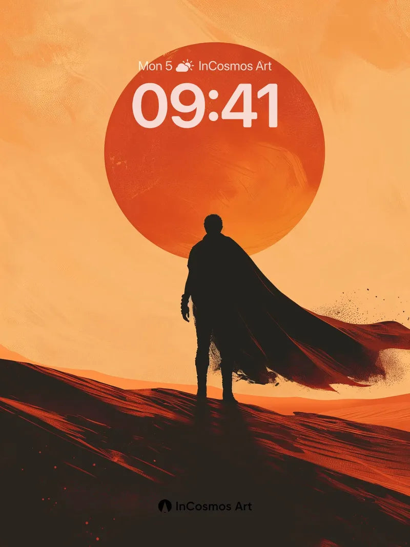 Silhouetted Hero Wallpaper with Crimson Sun