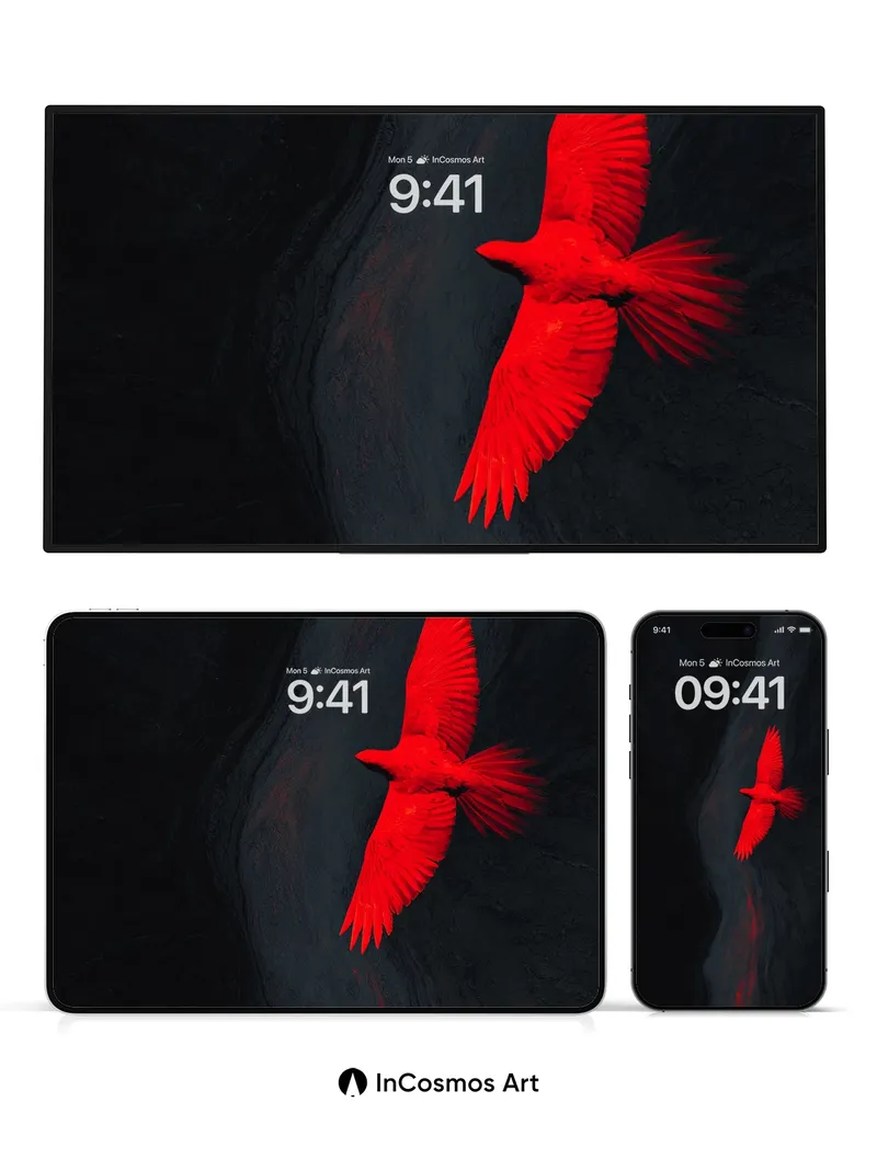 Crimson Flight Wallpaper with Shadowed Depths