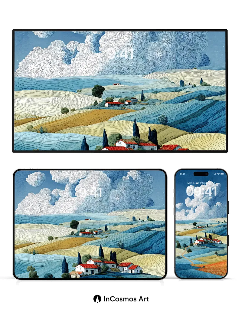 Whirlwind Sky Wallpaper with Tuscan Hues