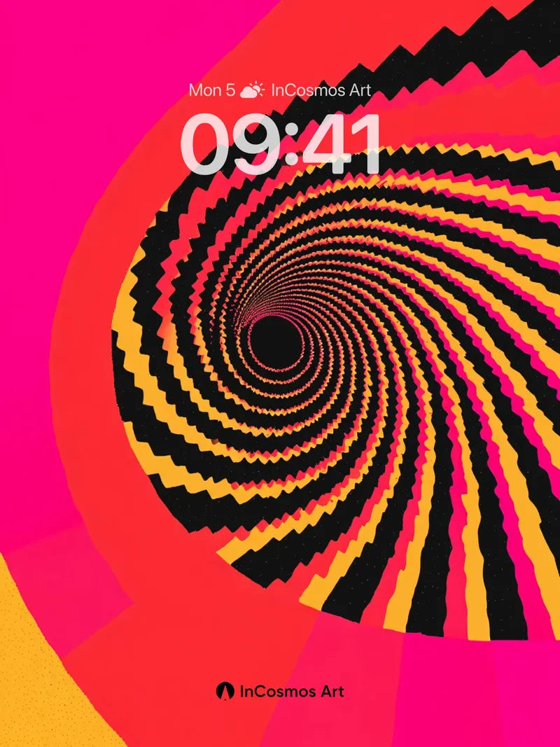 Hypnotic Spiral Wallpaper with Jagged Light Trails