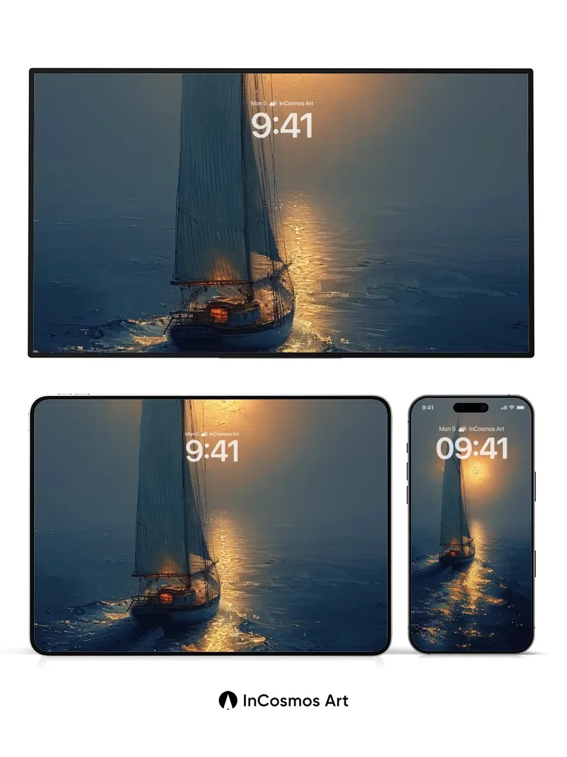 Golden Hush Sailboat Wallpaper with Sunlit Path