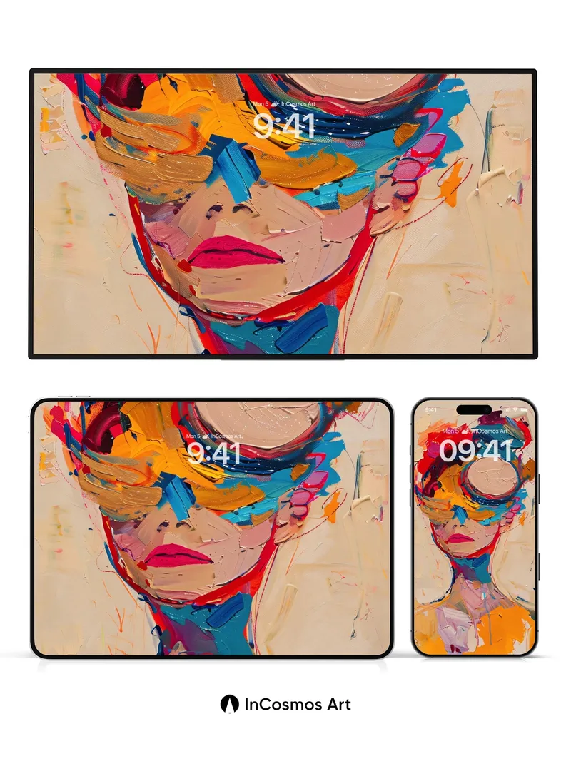 Bold Brushstroke Wallpaper with Colorful Mask