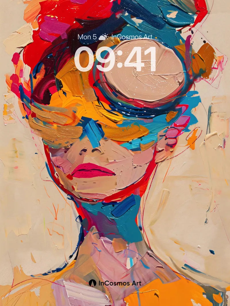 Bold Brushstroke Wallpaper with Colorful Mask