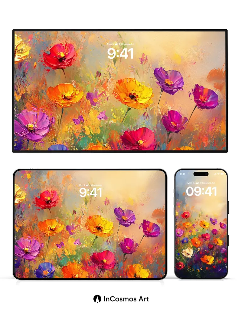 Radiant Bloom Wallpaper with Golden Haze