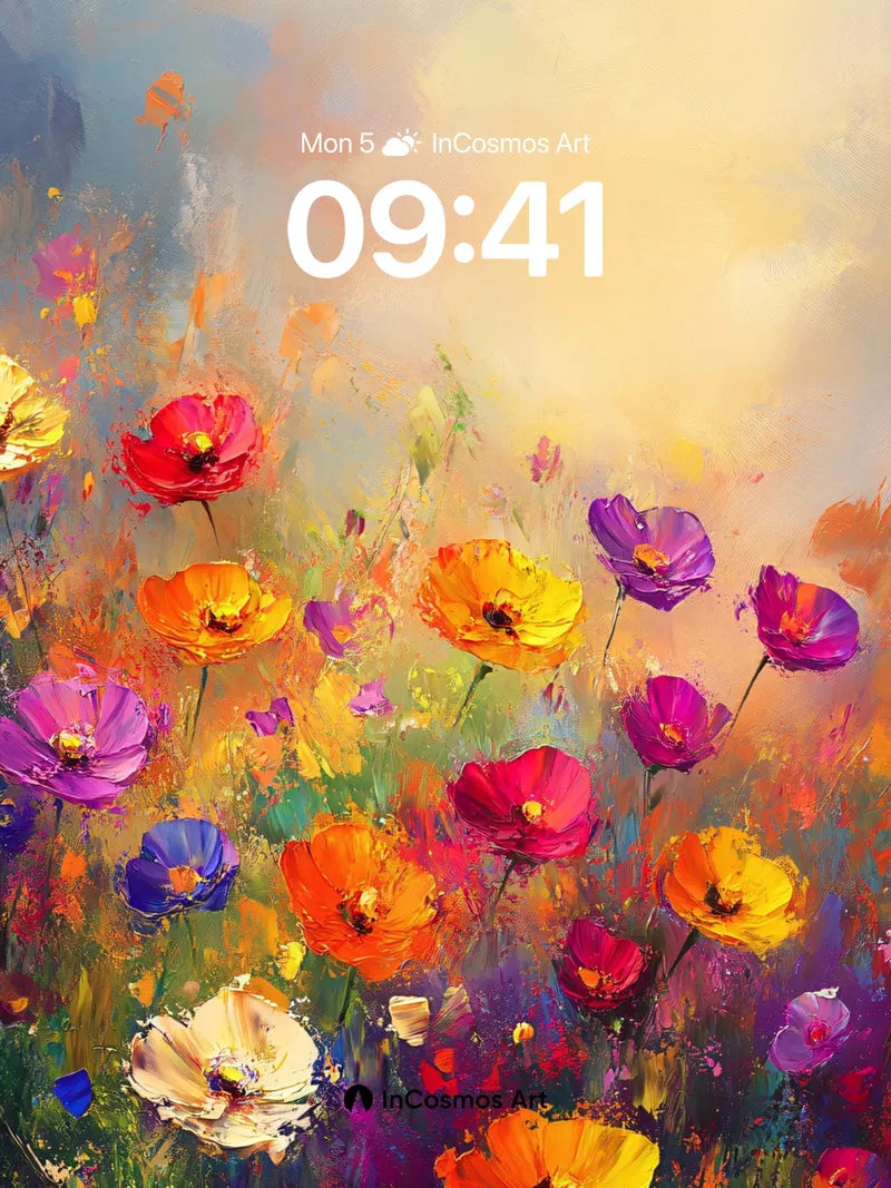 Radiant Bloom Wallpaper with Golden Haze