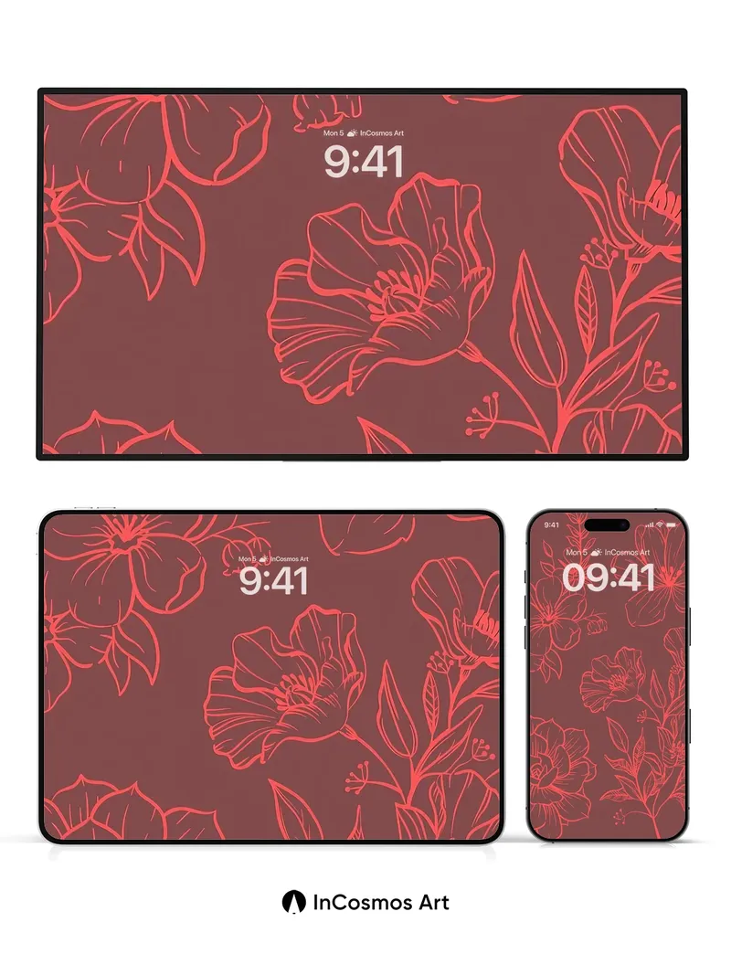 Velvet Bloom Wallpaper with Crimson Traces