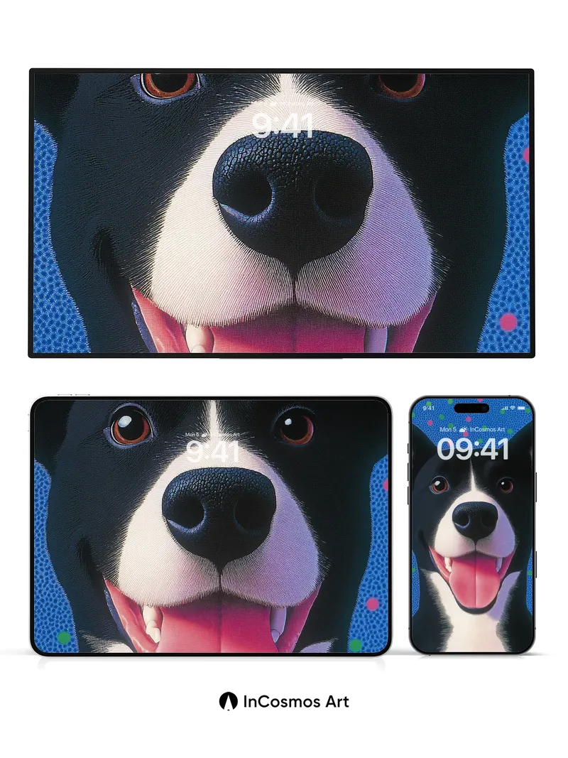 Playful Pup Wallpaper with Polka-Dot Dreams