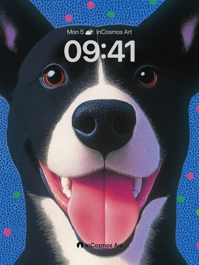 Playful Pup Wallpaper with Polka-Dot Dreams