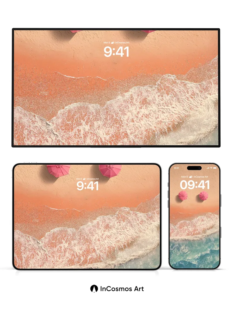 Serenity Drift Wallpaper with Coral Waves