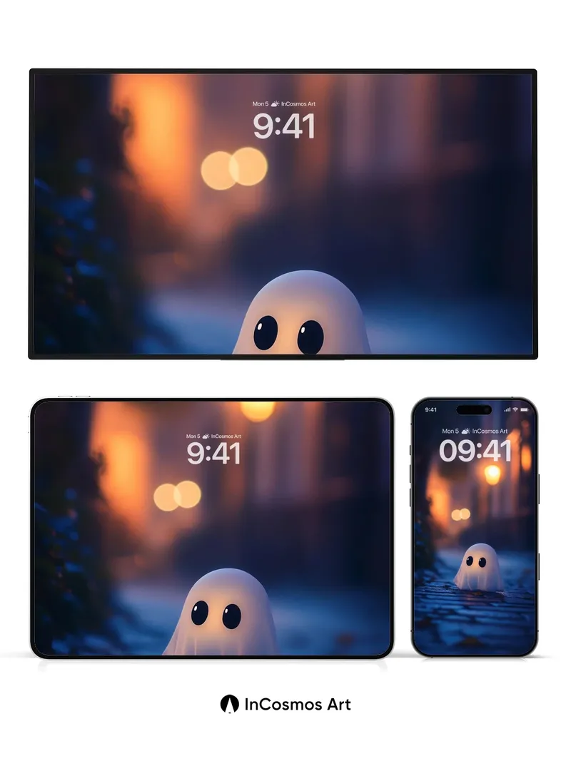 Whispering Ghost Wallpaper with Cobblestone Path