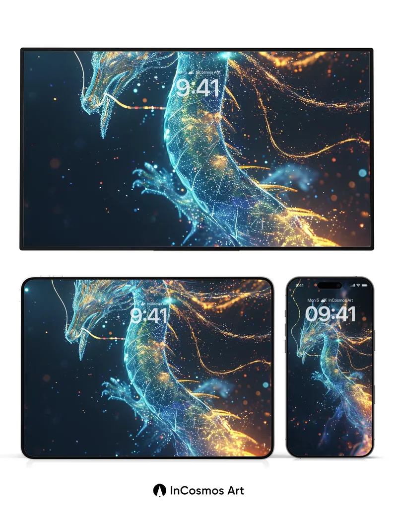 Cosmic Serpent Wallpaper with Starlight Veins