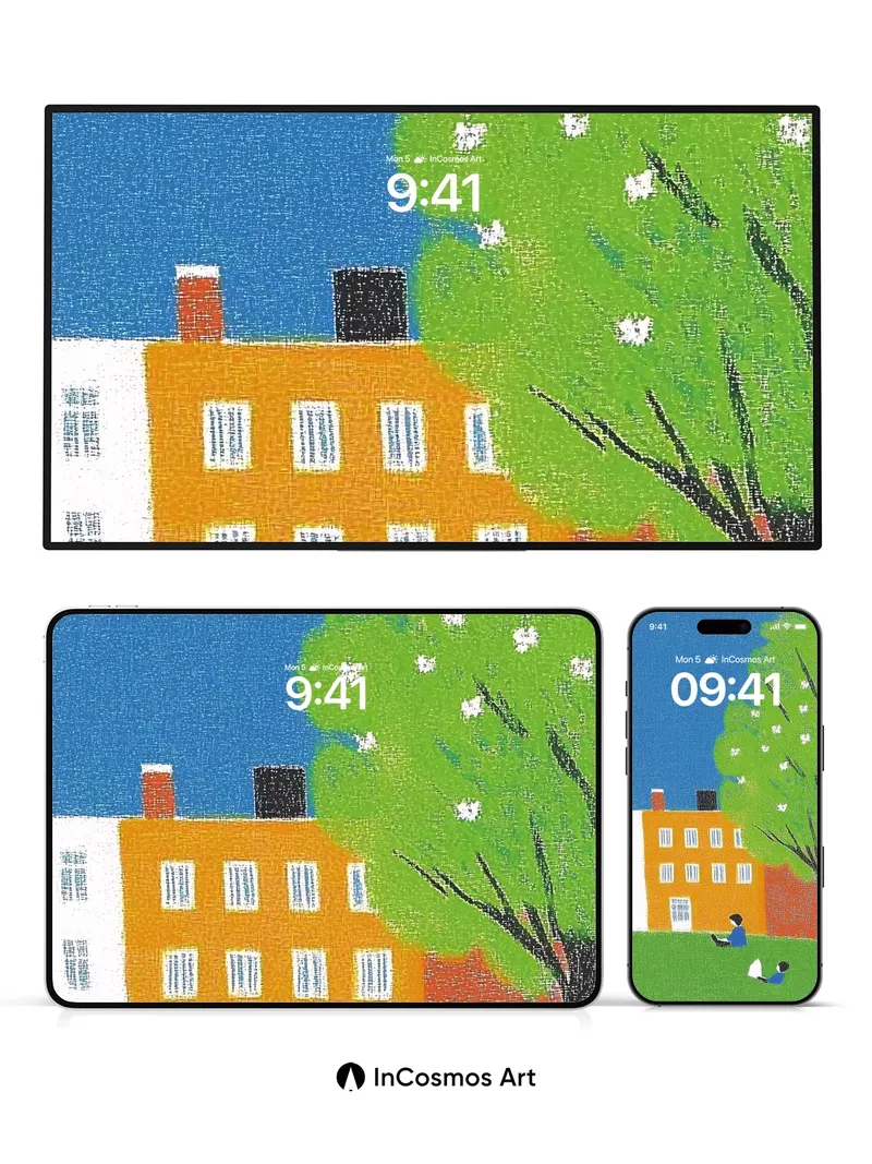 Serenity Treehouse Wallpaper with Storybook Light