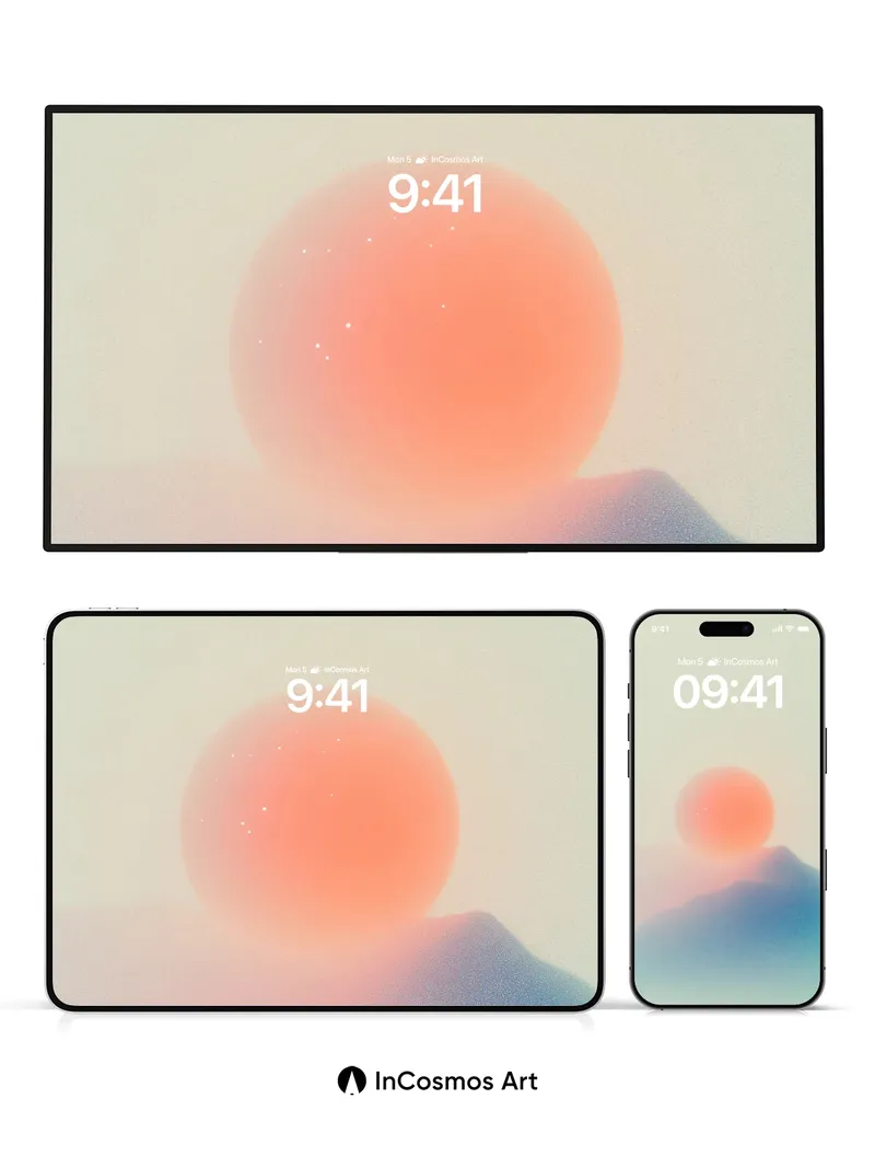 Serene Horizon Wallpaper with Ethereal Sun