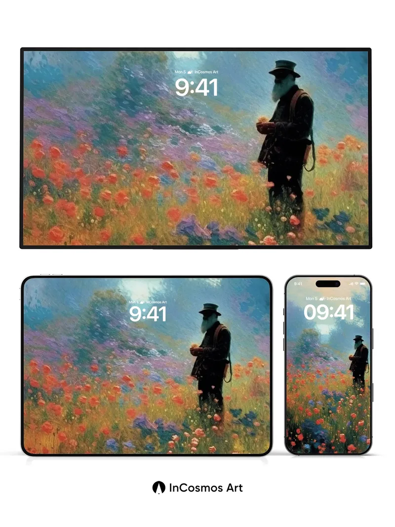 Whispering Fields Wallpaper with Painter's Solitude