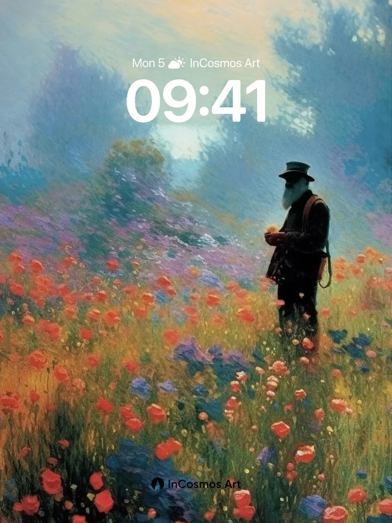 Whispering Fields Wallpaper with Painter's Solitude